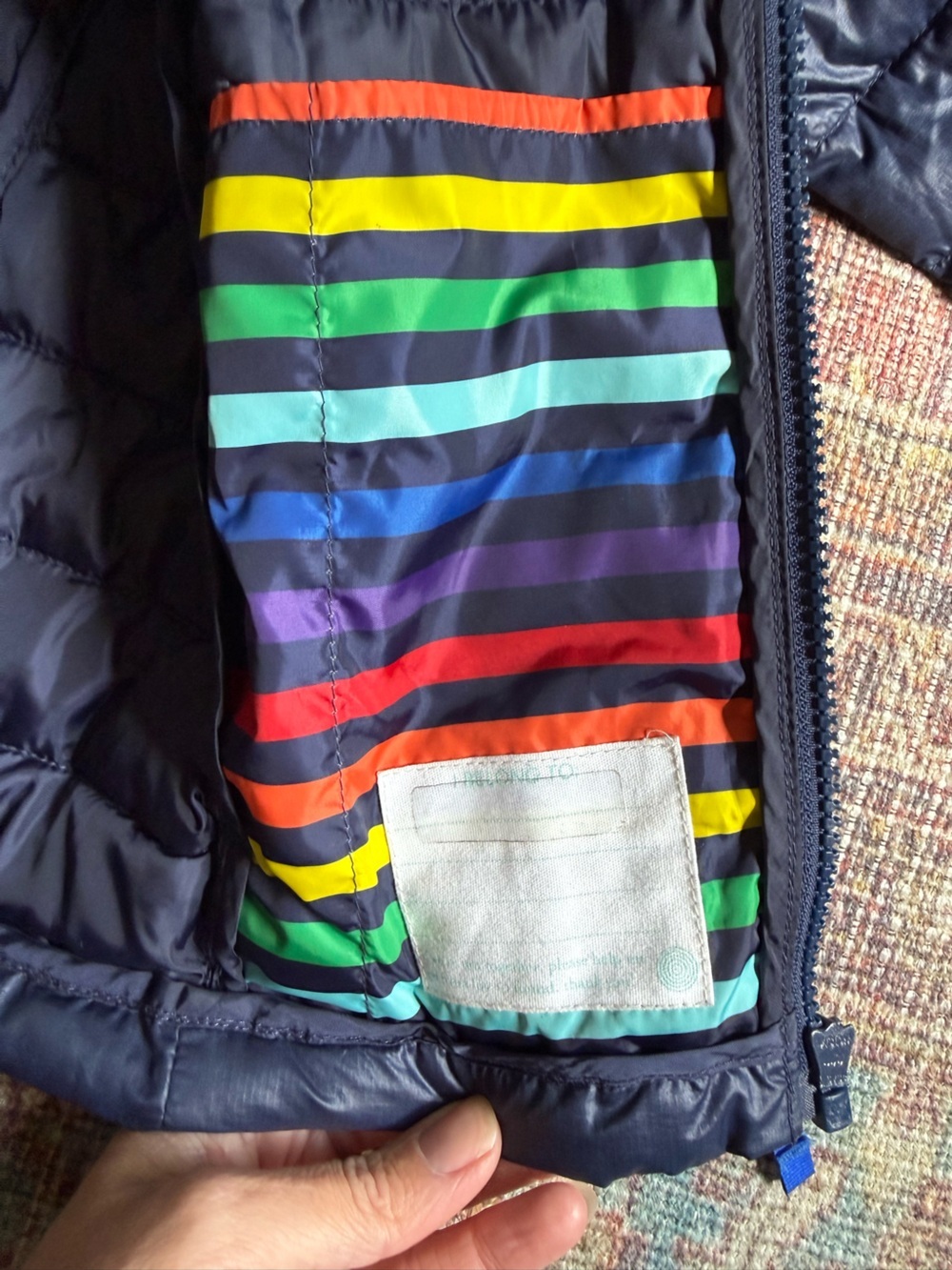 Primary Kids 6-7 Hooded Blue Puffer Jacket - Picture 6 of 8
